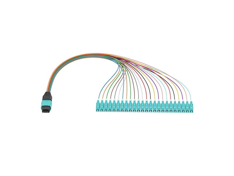 MPO/APC (macho) a LC/UPC OM3 24 n&uacute;cleos MPO/MTP Cables de conexi&oacute;n en abanico de 0,9 mm