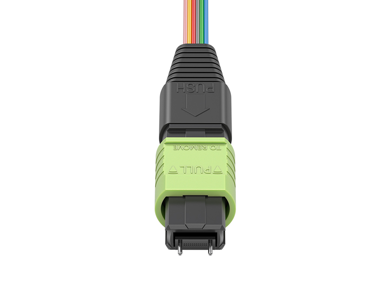 MPO/APC (macho) a LC/UPC OM5 12 n&uacute;cleos MPO/MTP Cables de conexi&oacute;n en abanico de 0,9 mm