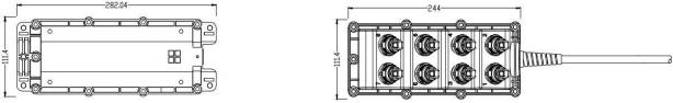 Terminal de servicio multipuerto de 8 puertos con cable alimentador de 8 fibras preterminado, localizable o dieléctrico, disponible de 50 a 2000 pies