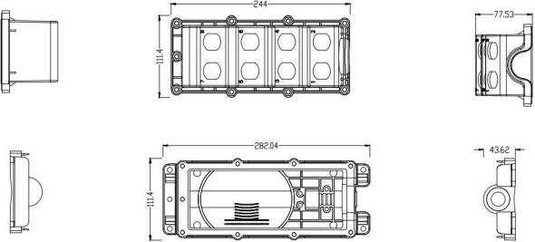 Terminal de servicio multipuerto de 8 puertos con cable alimentador de 8 fibras preterminado, localizable o dieléctrico, disponible de 50 a 2000 pies