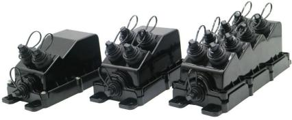 Terminal de servicio multipuerto de 8 puertos con cable alimentador de 8 fibras preterminado, localizable o dieléctrico, disponible de 50 a 2000 pies