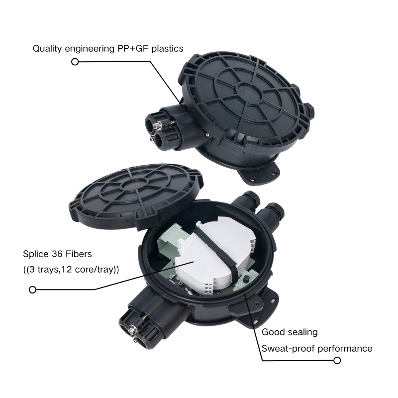 Pedestal de fibra óptica para exteriores IP68 de 36 núcleos, punto de distribución óptica ODP de plástico, cierre de empalme de fibra óptica FTTH subterráneo