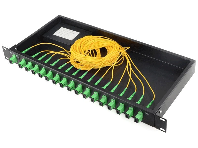 Divisor de fibra &oacute;ptica PLC de 19 pulgadas, 1:16, 1U, altura, tipo RACK, conector SC/APC, marco de distribuci&oacute;n &oacute;ptica, caja de terminales, Panel de conexi&oacute;n