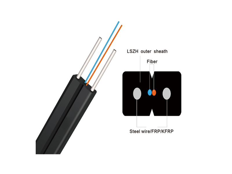 Cable de acometida plana FTTH de fibra &oacute;ptica GJXH 2B6 de 2 n&uacute;cleos para interiores Cable