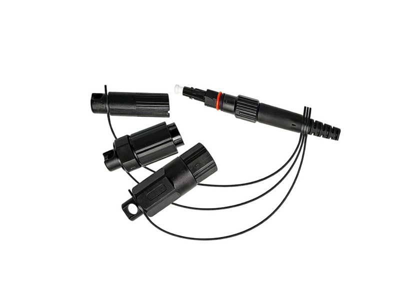 FTTH Cable de acometida de fibra resistente al agua IP68 3 en 1 SC/APC monomodo compatible con conectores OptTap/Mini/Slim