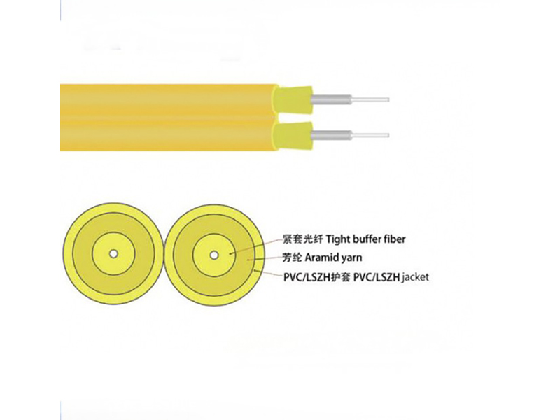 GJFJV Cable de fibra &oacute;ptica d&uacute;plex monomodo de 2 n&uacute;cleos Cubierta de PVC para cables de comunicaci&oacute;n para interiores
