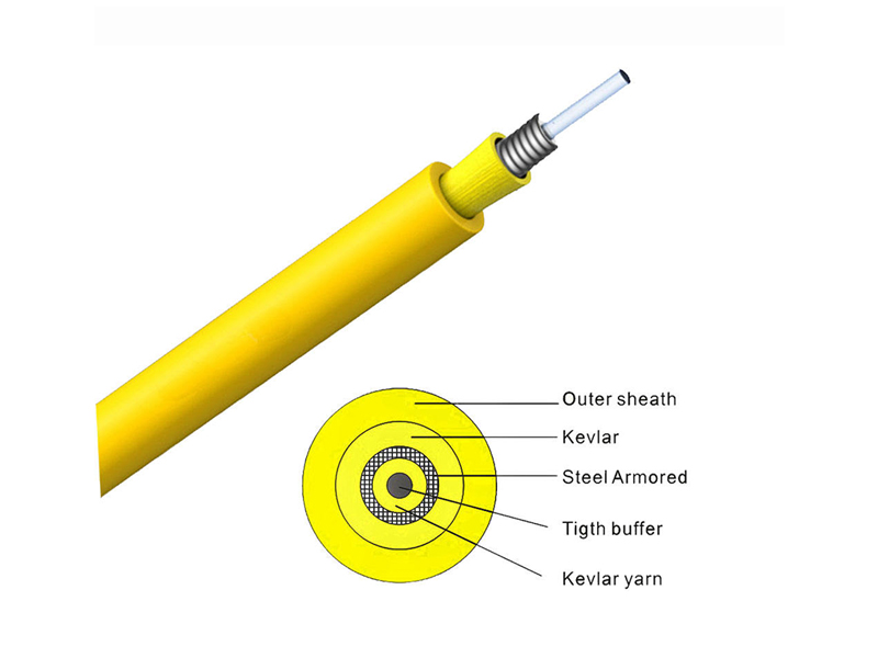 Cable de fibra &oacute;ptica blindado monomodo de 1 n&uacute;cleo de di&aacute;metro 2,0-3,0 mm