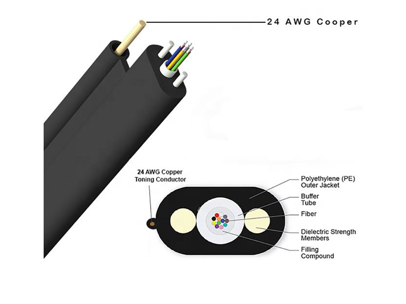 Cable de acometida plana FTTP FTTH de entierro directo relleno de gel tonable