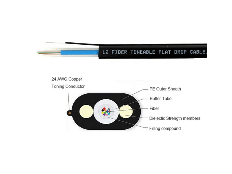 Cable de acometida plana FTTP FTTH de entierro directo relleno de gel tonable