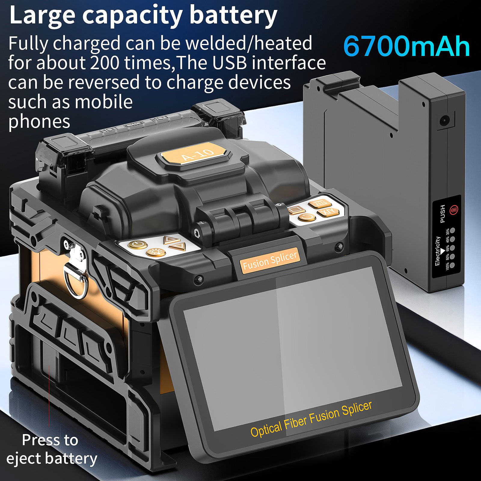 A-10 Pantalla de alta definición de 5 pulgadas con 6 motores, operación dual con botón/táctil, fuente de luz incorporada+fuente de luz roja, batería de gran capacidad de 6700 mAh 