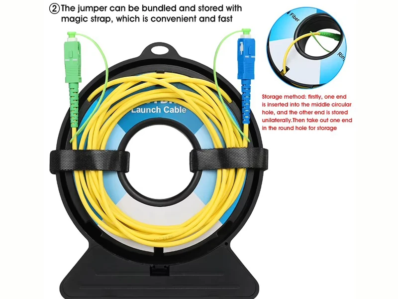 L&iacute;nea de extensi&oacute;n de prueba OTDR Longitud/tipo/conector personalizados Caja de cable de lanzamiento OTDR de fibra &oacute;ptica SM MM