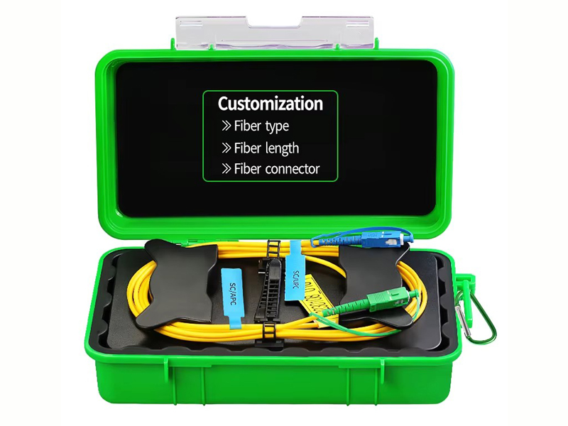 L&iacute;nea de extensi&oacute;n de prueba OTDR SM MM Longitud/tipo/conector personalizados OS2 G652D Caja de cable de lanzamiento OTDR de fibra &oacute;ptica G657A1/A2