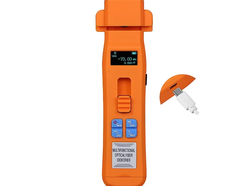 Identificador de detector en vivo tipo carga MINI OFI+OPM+VFL+LED de 30 mw Probador de fibra 4 en 1 Identificador de fibra &oacute;ptica naranja MM MM