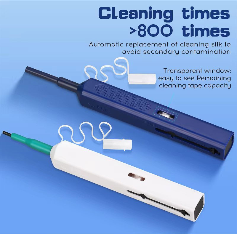 LC/SC/FC/ST Herramienta limpiadora de un clic Pluma de limpieza de fibra óptica de 1,25 mm y 2,5 mm 800+ Limpia limpiador de fibra óptica 