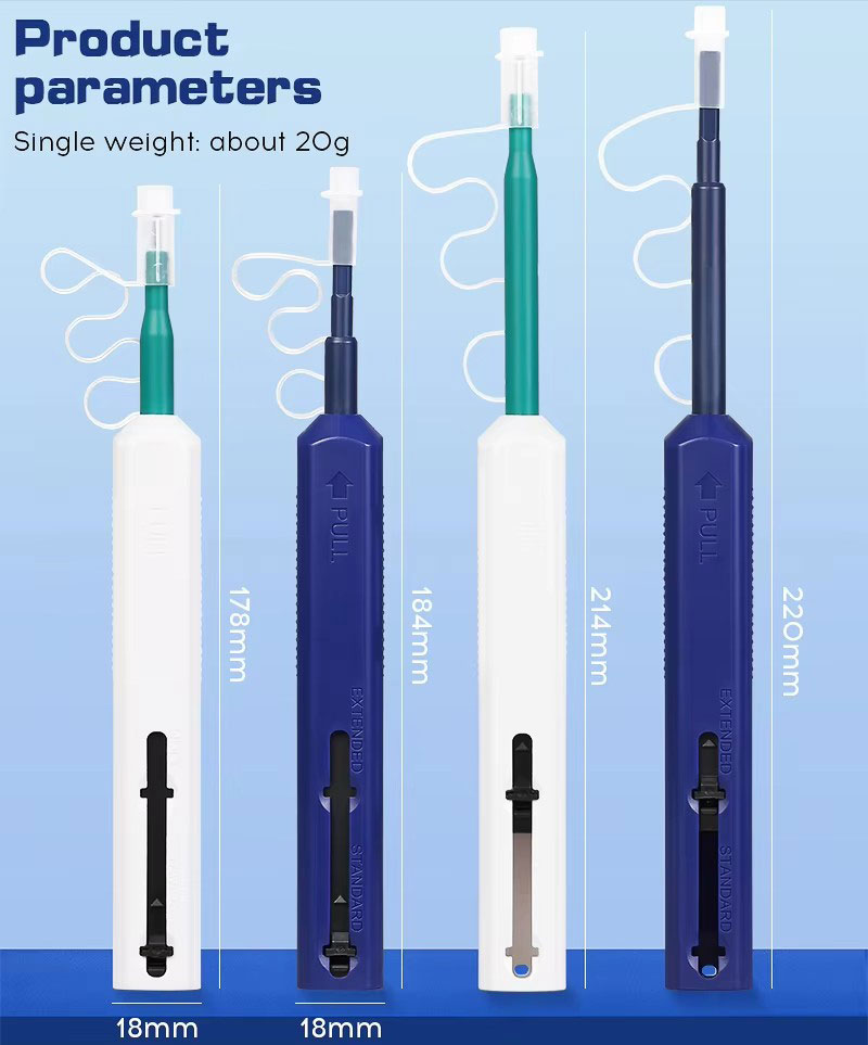 LC/SC/FC/ST Herramienta limpiadora de un clic Pluma de limpieza de fibra óptica de 1,25 mm y 2,5 mm 800+ Limpia limpiador de fibra óptica 